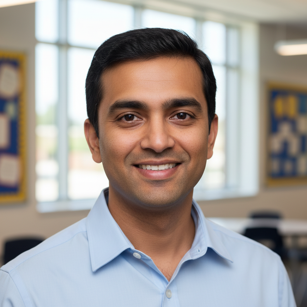 AI-generated illustrative portrait for Dr. Vikram Sethi, Instructional Coach